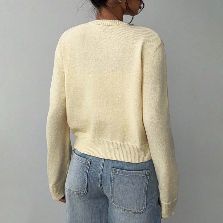 Sabine Lightweight Knit Cardigan with Crew Neck