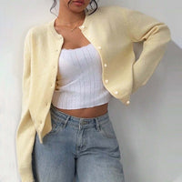 Sabine Lightweight Knit Cardigan with Crew Neck