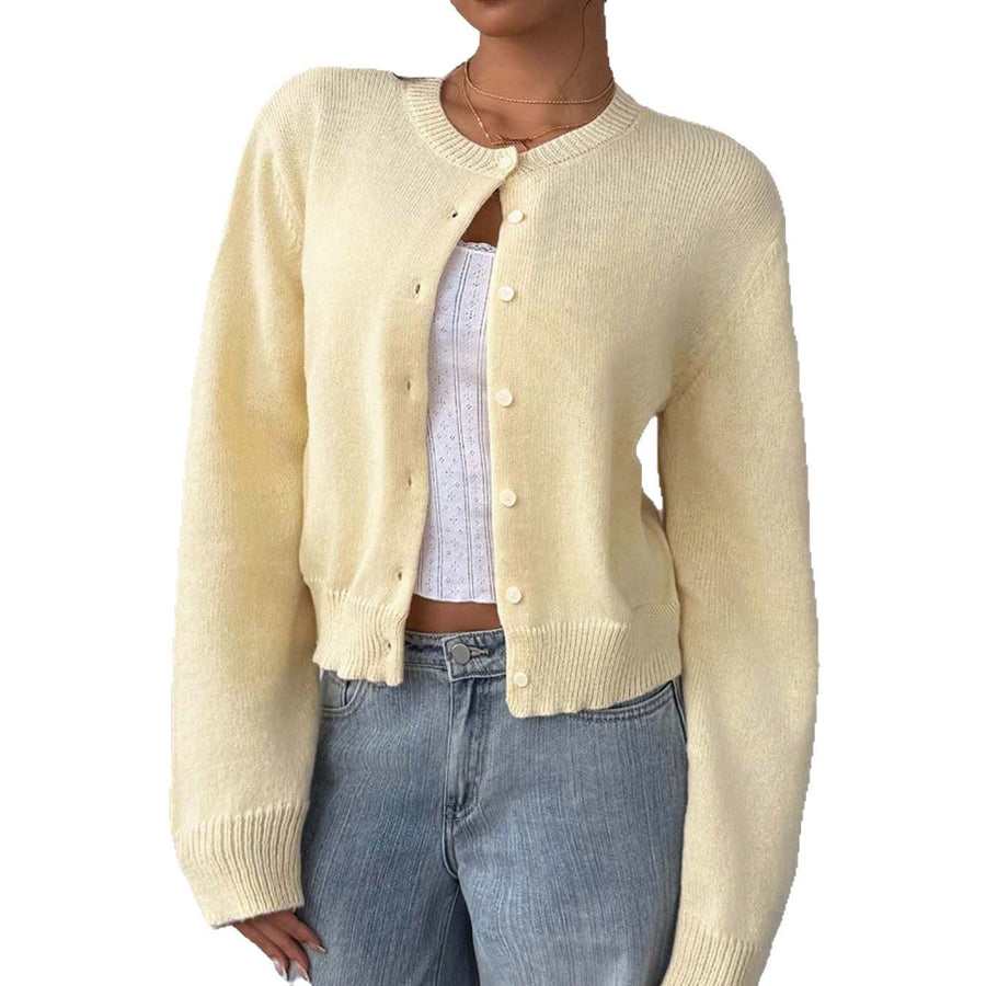 Sabine Lightweight Knit Cardigan with Crew Neck