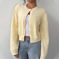 Sabine Lightweight Knit Cardigan with Crew Neck