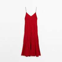 Sabine Maxi Dress with Pleated in Red