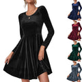 Sabine Velvet Dress with Crew Neck