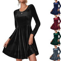 Sabine Velvet Dress with Crew Neck