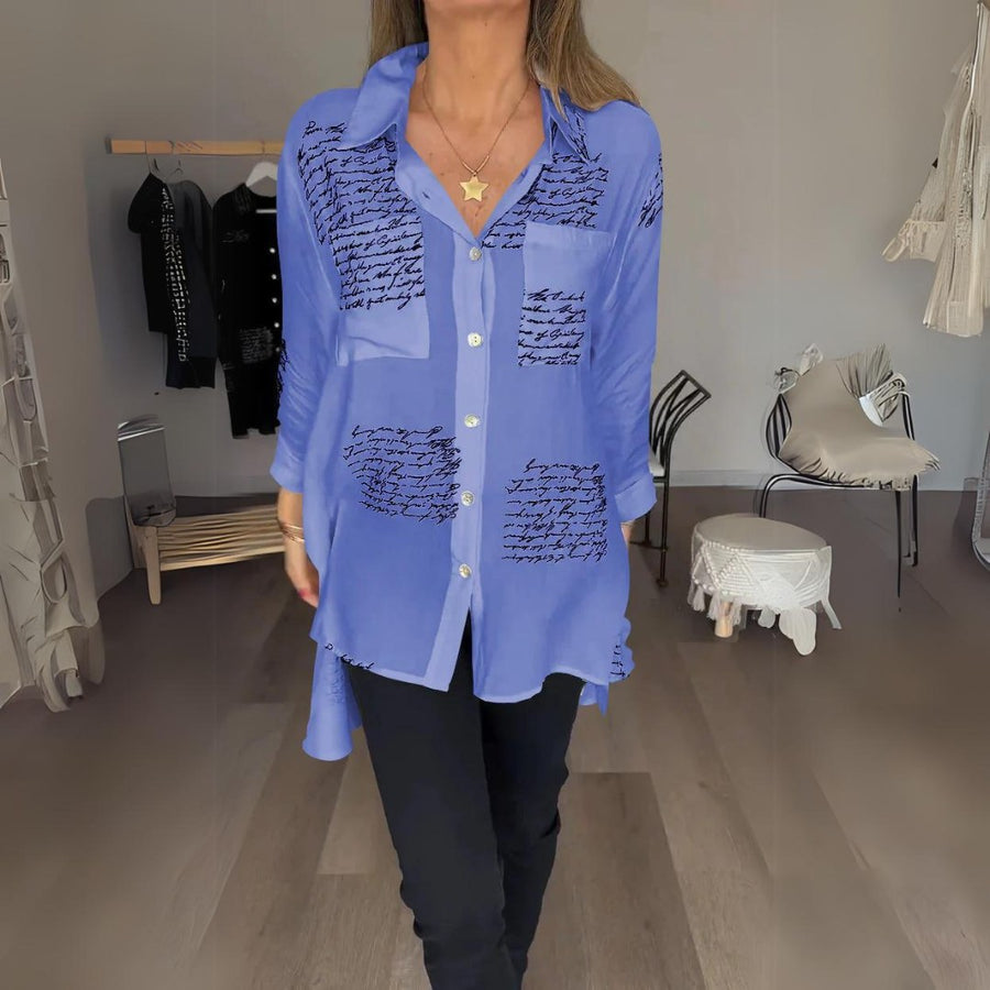 Sable Women's Printed Relaxed Fit Button-Up Blouse in Purple
