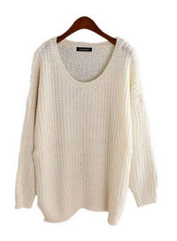 Sadie Casual Knit Sweater with Crew Neck in Beige