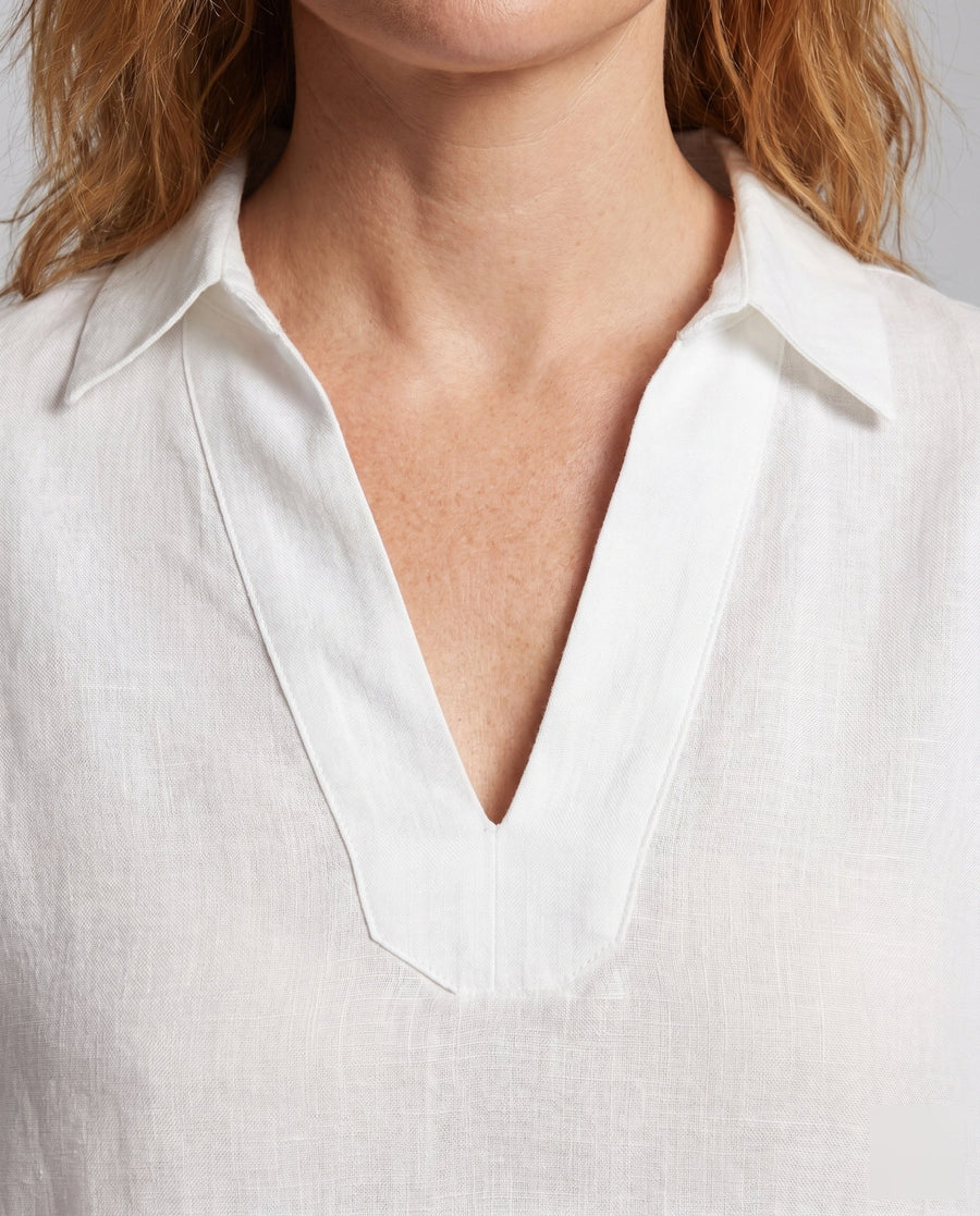 Sadie Casual Linen Top with V-Neck