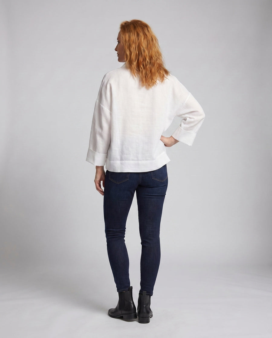 Sadie Casual Linen Top with V-Neck