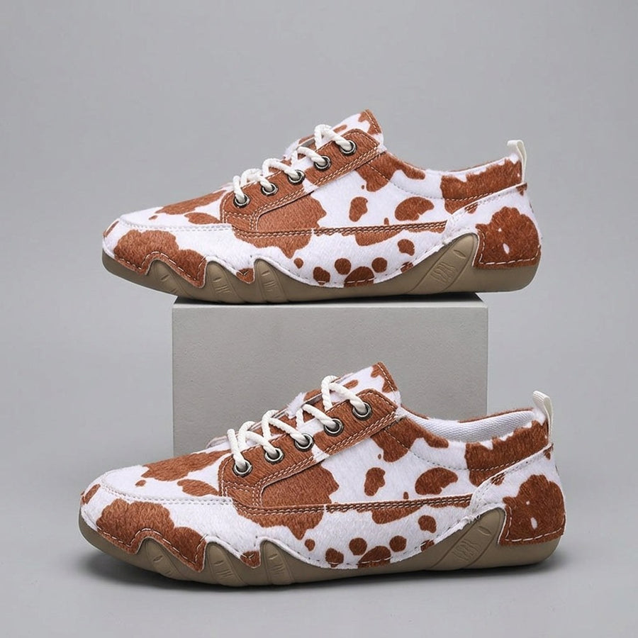 Sadie Cow Print Sneaker in Sienna Brown