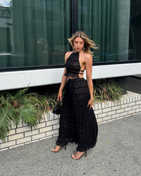 Sadie Maxi Dress with Ruffles in Black