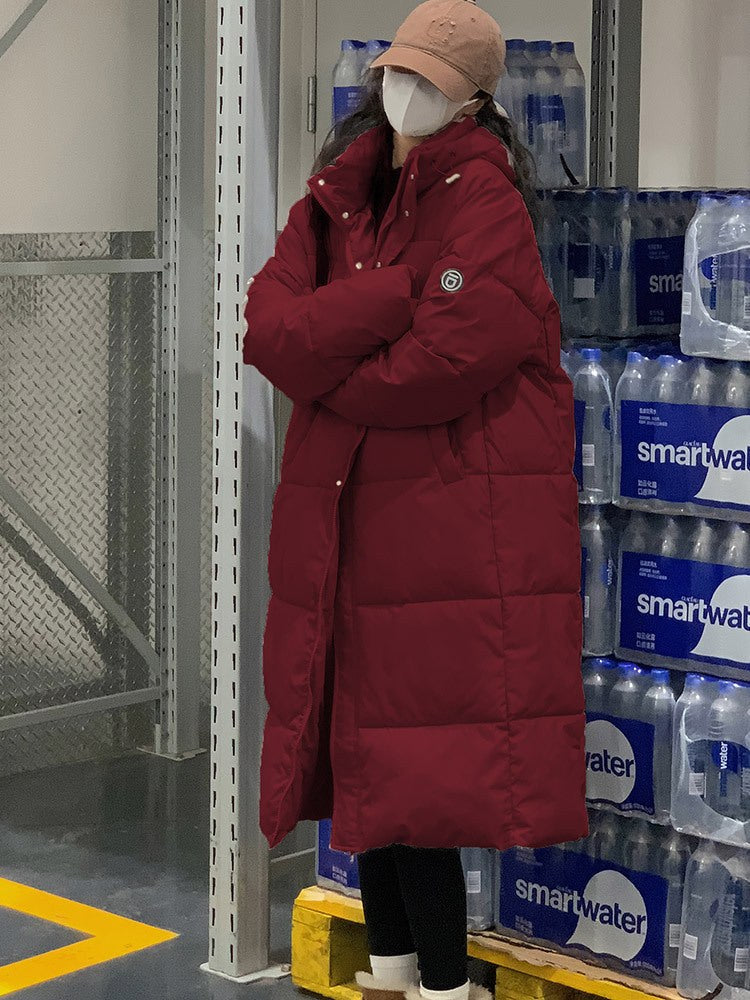 Sadie Quilted Jacket with Hood in Wine Red