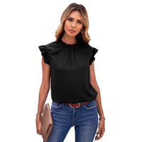 Sage Elegant Blouse with Ruffles in Black