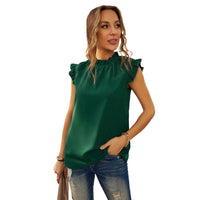 Sage Elegant Blouse with Ruffles in Green