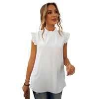 Sage Elegant Blouse with Ruffles in White