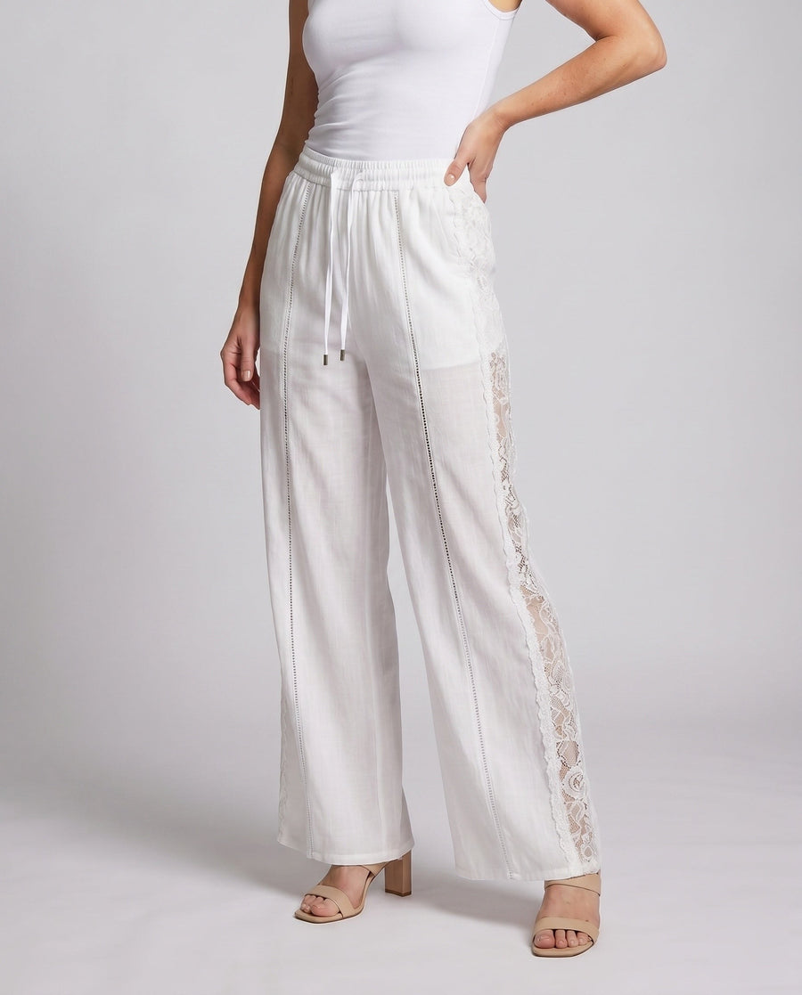 Sage Linen Trousers with Elastic Waist and Fitted