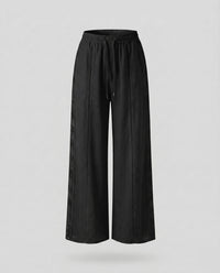 Sage Linen Trousers with Elastic Waist and Fitted in Black