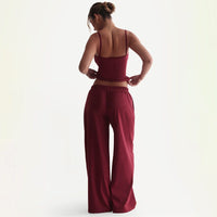 Sage Trousers in Wine Red