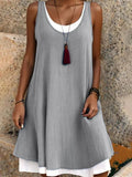Sage Women's Sleeveless Midi Dress Scoop Neck Faux Two-Piece Summer