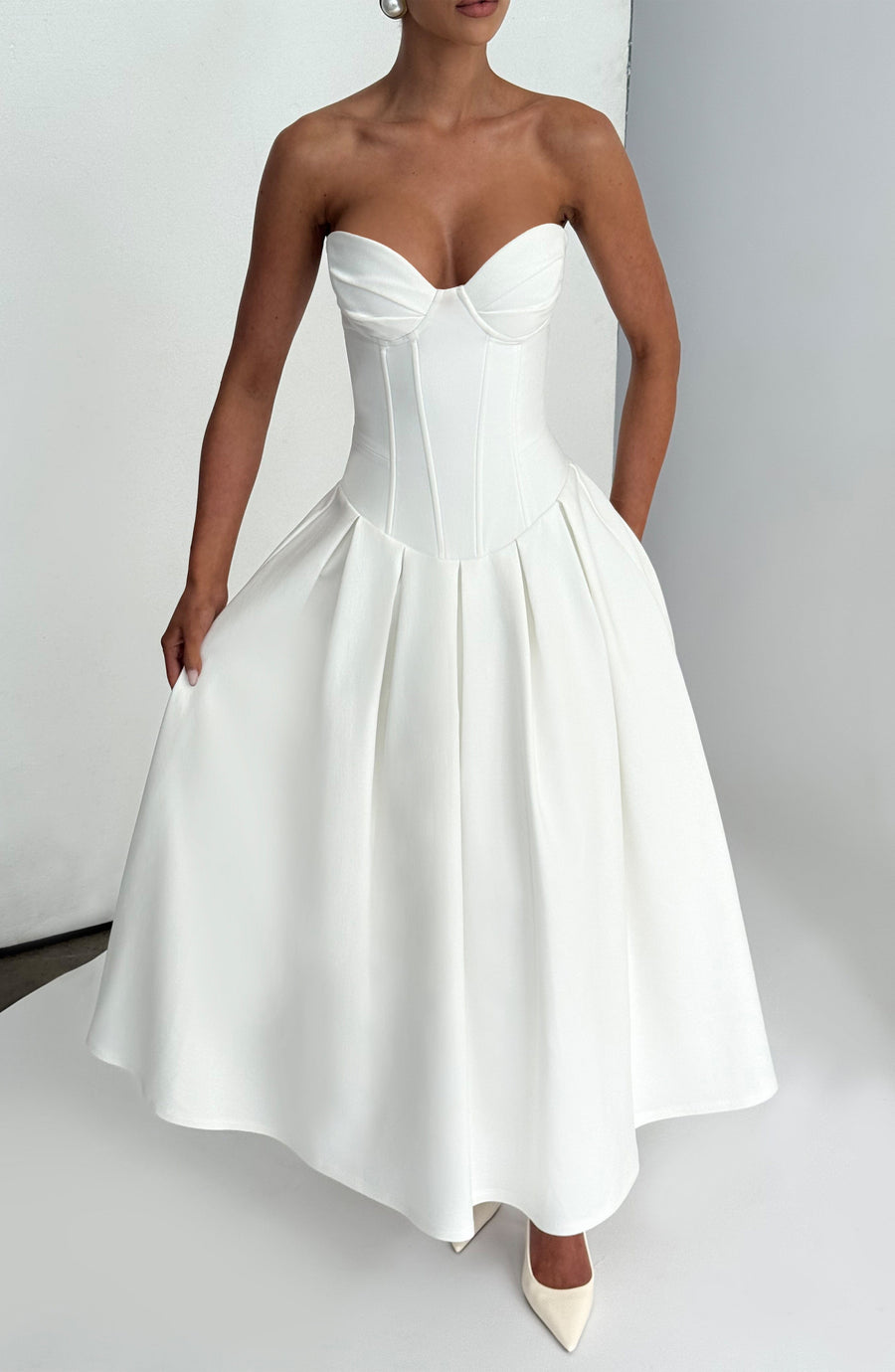 Adeline Midi Dress – Ivory