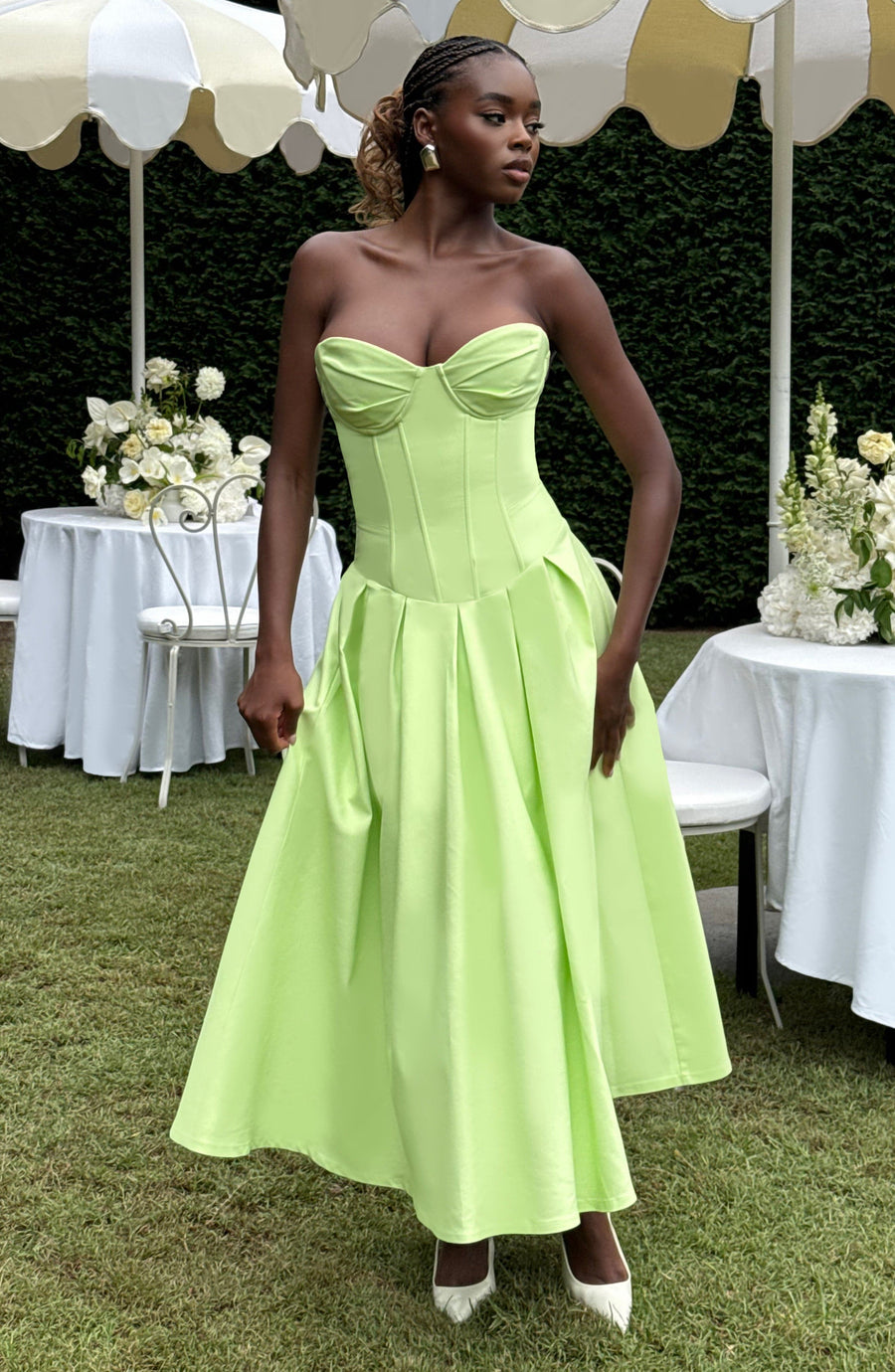 Adeline Midi Dress – Lime