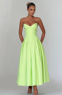 Adeline Midi Dress – Lime