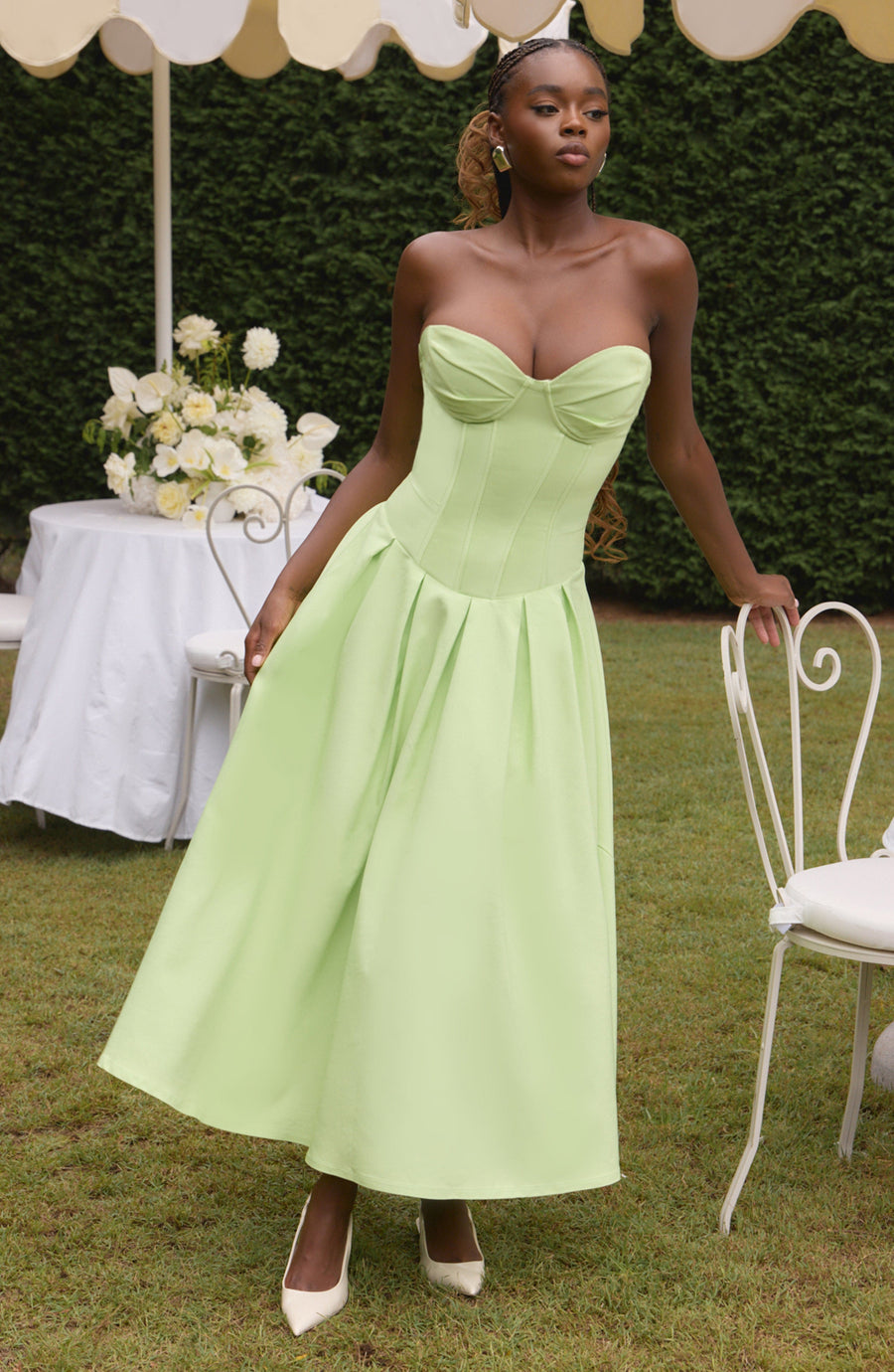 Adeline Midi Dress – Lime