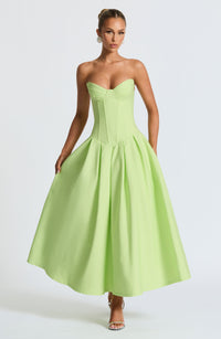 Adeline Midi Dress – Lime