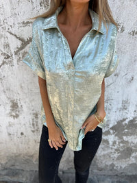 Salome Elegant Satin Blouse in Light Green