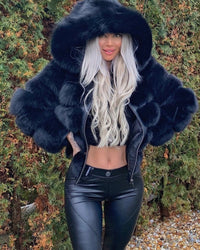 Salome Jacket with Hood in Blue