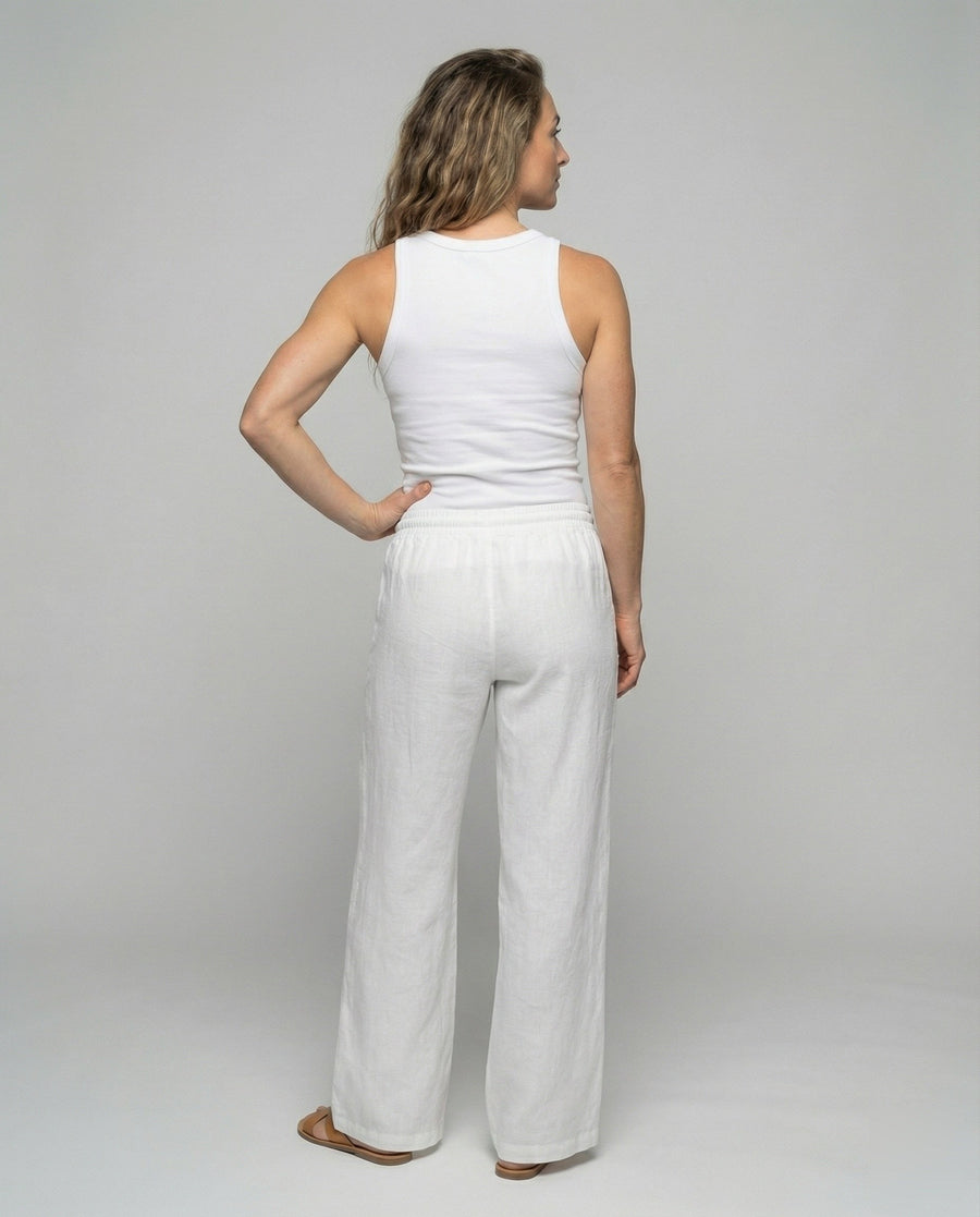 Salome Linen Trousers with Drawstring Waist and Pockets