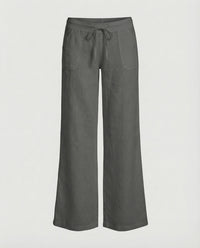 Salome Linen Trousers with Drawstring Waist and Pockets in Black