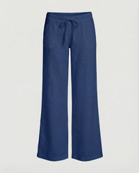 Salome Linen Trousers with Drawstring Waist and Pockets in Blue