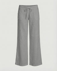 Salome Linen Trousers with Drawstring Waist and Pockets in Grey