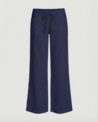 Salome Linen Trousers with Drawstring Waist and Pockets in Navy