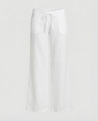 Salome Linen Trousers with Drawstring Waist and Pockets in White