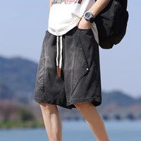 Salvano Diamond Denim Shorts in Charcoal