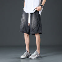 Salvano Diamond Denim Shorts in Charcoal
