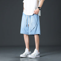 Salvano Diamond Denim Shorts in Retro Blue
