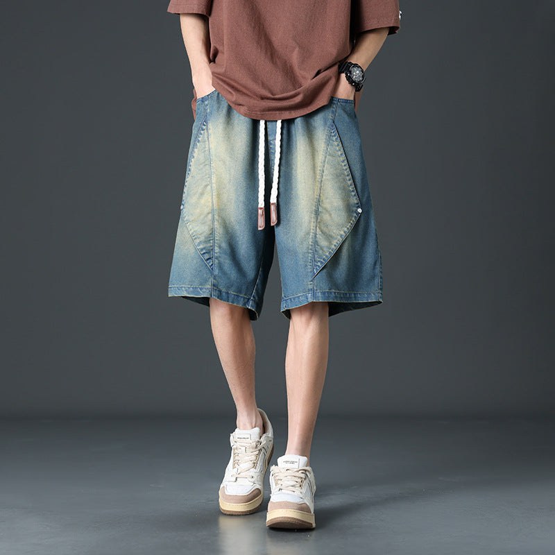 Salvano Diamond Denim Shorts in Retro Blue