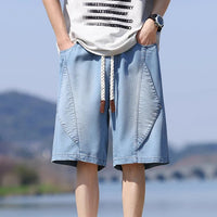 Salvano Diamond Denim Shorts in Sky Blue