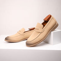 Salvatore Smooth Suede Loafer in Khaki