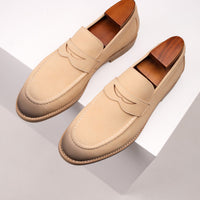 Salvatore Smooth Suede Loafer in Khaki