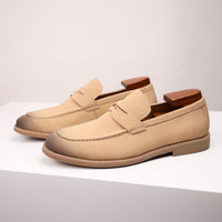 Salvatore Smooth Suede Loafer in Khaki