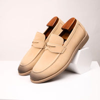 Salvatore Smooth Suede Loafer in Khaki
