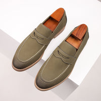 Salvatore Smooth Suede Loafer in Olive