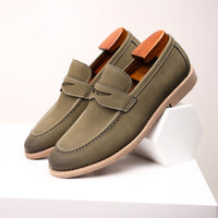 Salvatore Smooth Suede Loafer in Olive