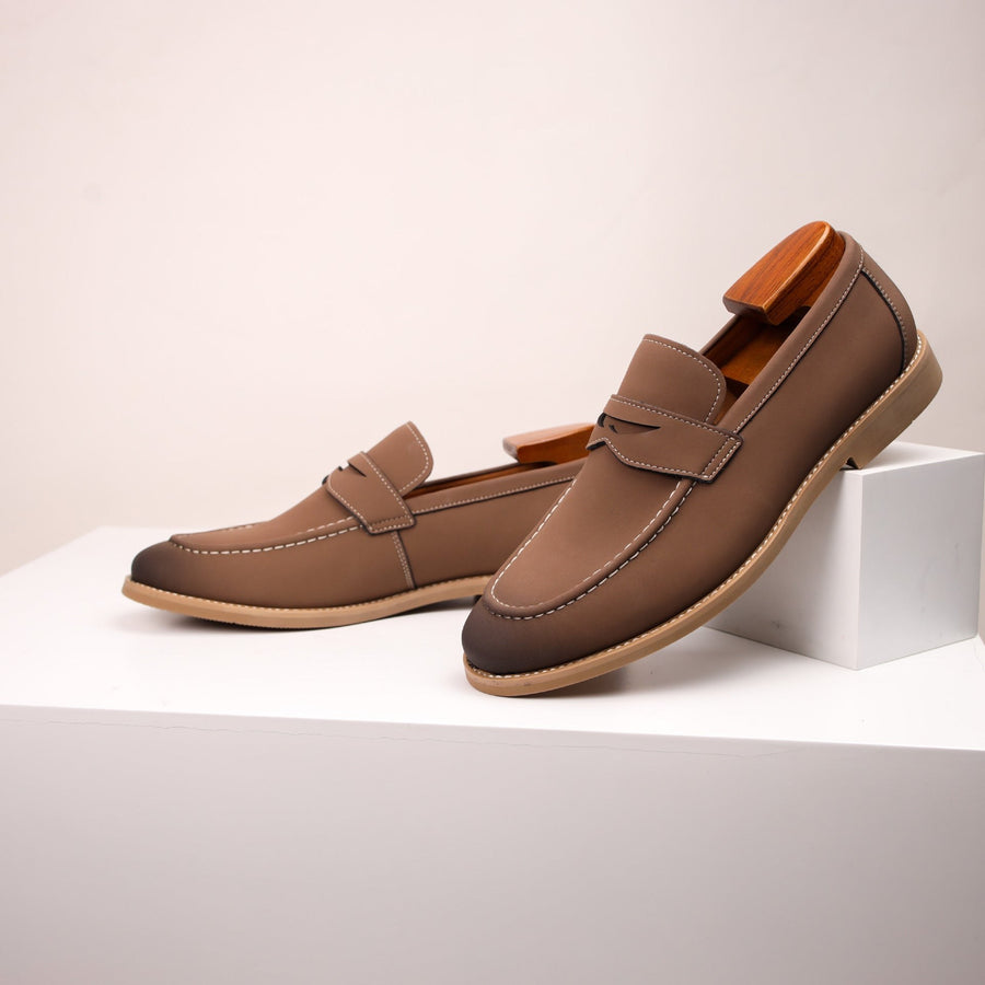 Salvatore Smooth Suede Loafer in Sienna Brown
