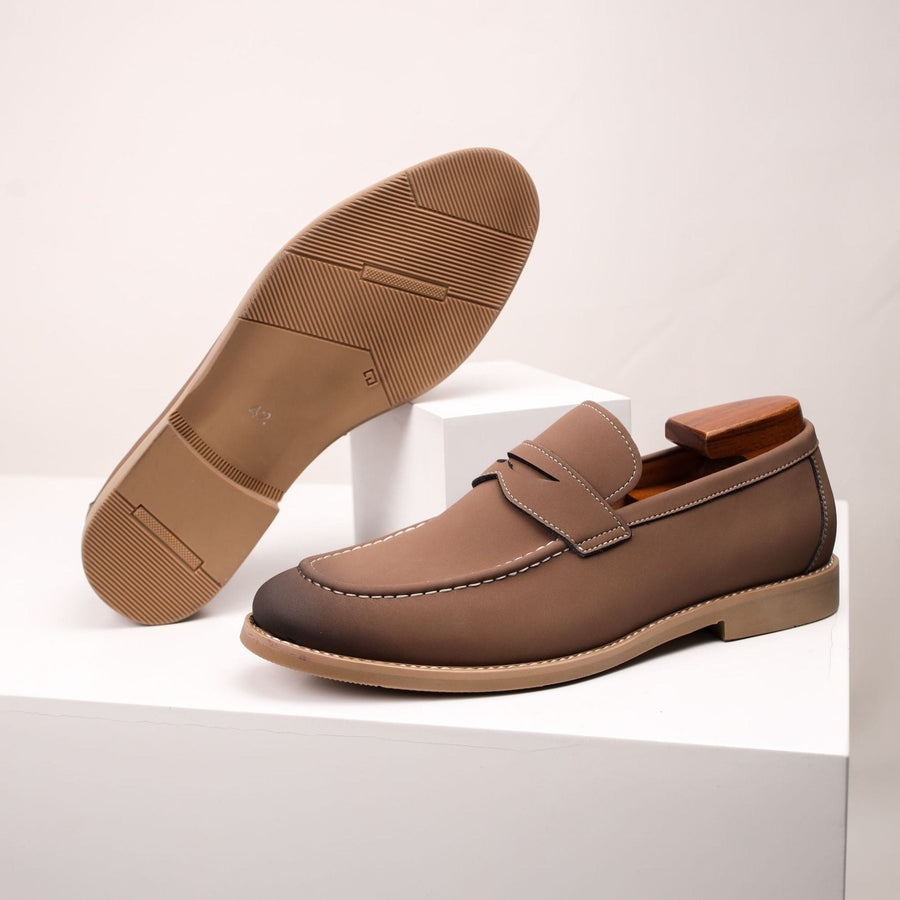 Salvatore Smooth Suede Loafer in Sienna Brown