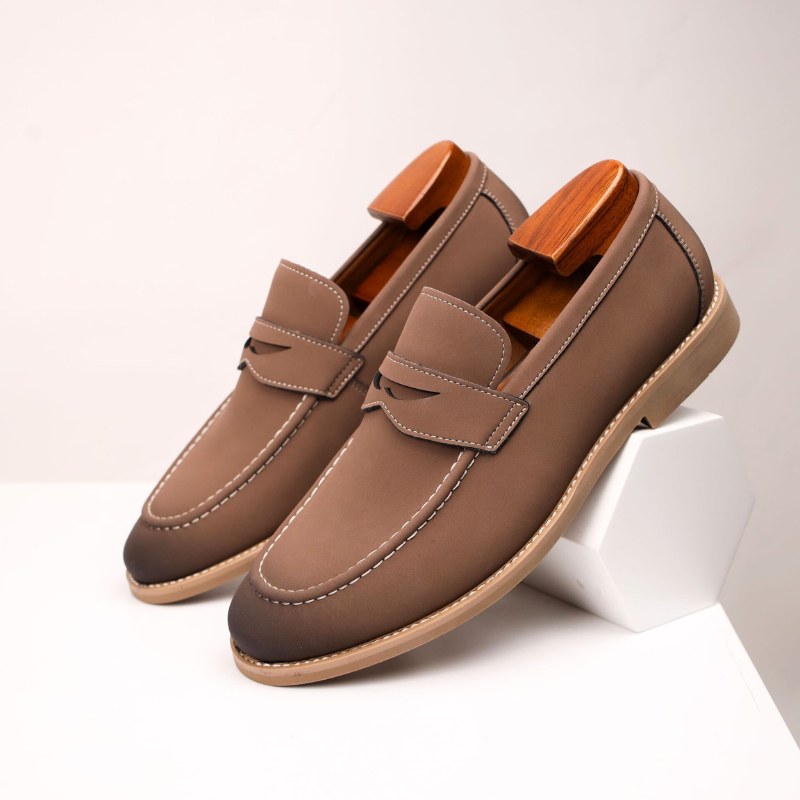Salvatore Smooth Suede Loafer in Sienna Brown