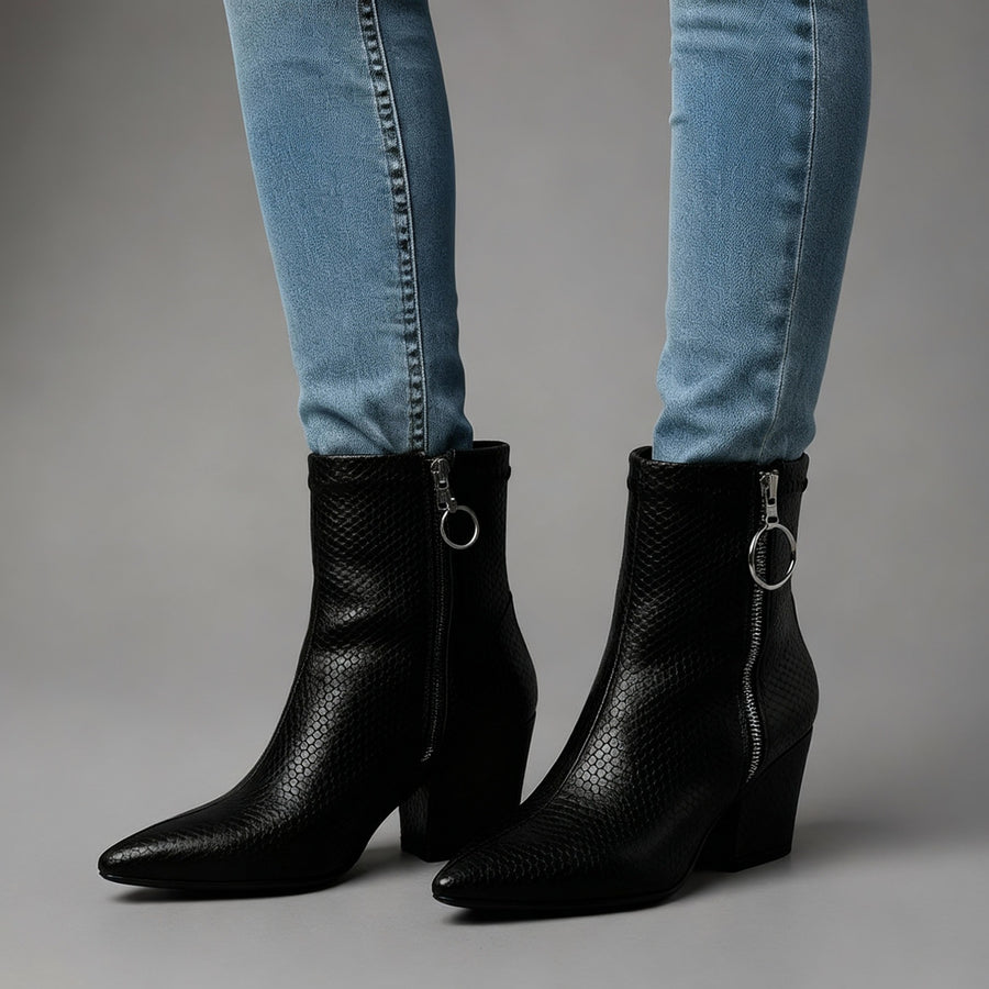 Sama Snakeskin Boot in Charcoal