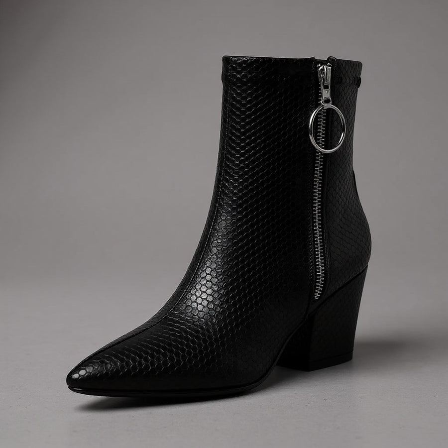 Sama Snakeskin Boot in Charcoal